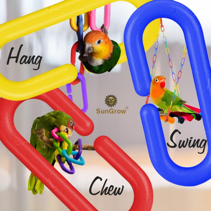 SunGrow Rainbow C-Clips Plastic Chain Links, Bird Swing & Climbing Chain Cage Toy Clips & Hooks, DIY Kids Learning Toys for Classroom, Suitable for Sugar Glider, Rat, Parrot, Bird - Image 3